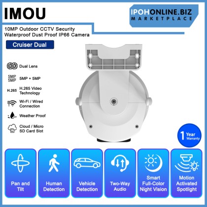 IMOU Cruiser Dual 2 10MP (5MP Fix + 5MP PTZ) Outdoor CCTV Security Waterproof Dust Proof IP66 Camera