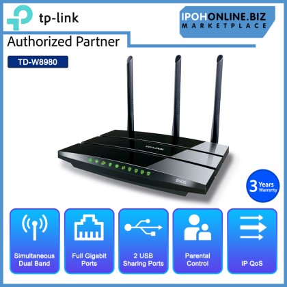 TP-LINK TD-W8980 N600 Wireless Dual Band Gigabit ADSL2+ Modem Router TP-LINK TD-W8980 N600 Wireless Dual Band Gigabit ADSL2+ Modem Router