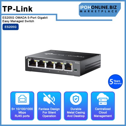 TP-LINK ES205G OMADA 5-Port Gigabit Easy Managed Switch TP-LINK ES205G OMADA 5-Port Gigabit Easy Managed Switch