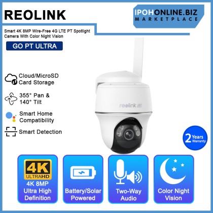 Reolink Go PT Ultra Smart 4K 8MP Wireless 4G LTE PT Battery Spotlight Camera with Color Night Vision Reolink Go PT Ultra Smart 4K 8MP Wireless 4G LTE PT Battery Spotlight Camera with Color Night Vision