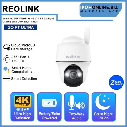 Reolink Go PT Ultra Smart 4K 8MP Wireless 4G LTE PT Battery Spotlight Camera with Color Night Vision Reolink Go PT Ultra Smart 4K 8MP Wireless 4G LTE PT Battery Spotlight Camera with Color Night Vision