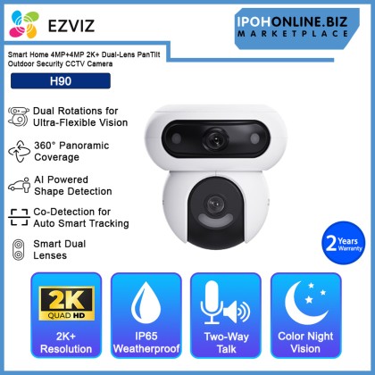 Ezviz H90 Smart Home 4MP+4MP 2K+ Dual-Lens Pan/Tilt Outdoor Security CCTV Camera Ezviz H90 Smart Home 4MP+4MP 2K+ Dual-Lens Pan/Tilt Outdoor Security CCTV Camera