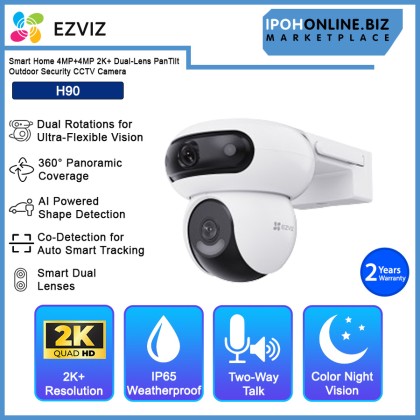 Ezviz H90 Smart Home 4MP+4MP 2K+ Dual-Lens Pan/Tilt Outdoor Security CCTV Camera Ezviz H90 Smart Home 4MP+4MP 2K+ Dual-Lens Pan/Tilt Outdoor Security CCTV Camera