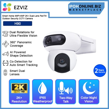 Ezviz H90 Smart Home 4MP+4MP 2K+ Dual-Lens Pan/Tilt Outdoor Security CCTV Camera Ezviz H90 Smart Home 4MP+4MP 2K+ Dual-Lens Pan/Tilt Outdoor Security CCTV Camera