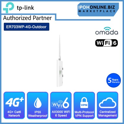 TP-LINK ER703WP-4G-OUTDOOR OMADA 4G+CAT6 AX3000 WiFi 6 OUTDOOR/INDOOR GATEWAY