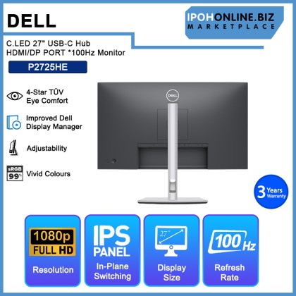 Dell P2725HE LED 27" USB-C Hub HDMI/DP PORT *100Hz Monitor Dell P2725HE LED 27" USB-C Hub HDMI/DP PORT *100Hz Monitor