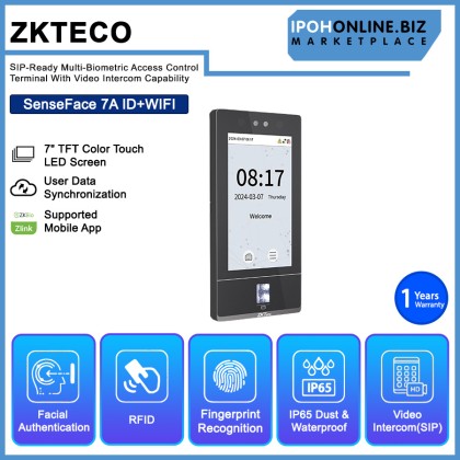ZKTECO SenseFace 7A/ID+WIFI SIP-Ready Multi-Biometric Access Control Terminal With Video Intercom Capability ZKTECO SenseFace 7A/ID+WIFI SIP-Ready Multi-Biometric Access Control Terminal With Video Intercom Capability
