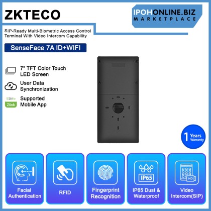 ZKTECO SenseFace 7A/ID+WIFI SIP-Ready Multi-Biometric Access Control Terminal With Video Intercom Capability ZKTECO SenseFace 7A/ID+WIFI SIP-Ready Multi-Biometric Access Control Terminal With Video Intercom Capability