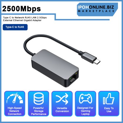 2500Mbps Type C to Network RJ45 LAN 2.5Gbps External Ethernet Gigabit Adapter
