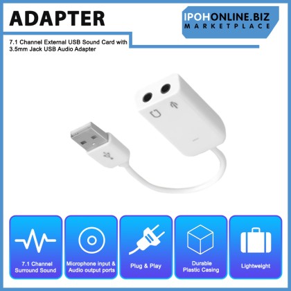 7.1 Channel External USB Sound Card with 3.5mm Jack USB Audio Adapter 7.1 Channel External USB Sound Card with 3.5mm Jack USB Audio Adapter