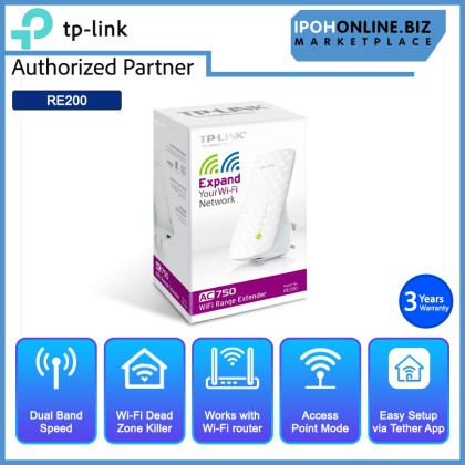 TP-LINK AC750 WiFi Repeater Wireless Extender Booster RE200 Dual Band 750mbps TP-LINK AC750 WiFi Repeater Wireless Extender Booster RE200 Dual Band 750mbps