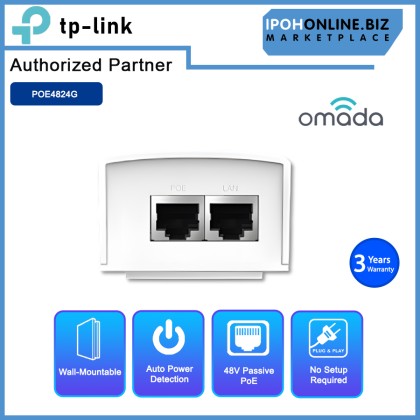 TP-LINK POE4824G OMADA 48V 24W Passive PoE Adapter TP-LINK POE4824G OMADA 48V 24W Passive PoE Adapter