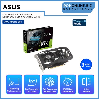 ASUS Dual GeForce RTX™ 3050 OC Edition 6GB GDDR6 GRAPHIC CARD ASUS Dual GeForce RTX™ 3050 OC Edition 6GB GDDR6 GRAPHIC CARD