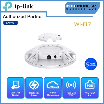 TP-LINK EAP773 BE9300 Ceiling Mount Tri-Band Wi-Fi 7 Access Point TP-LINK EAP773 BE9300 Ceiling Mount Tri-Band Wi-Fi 7 Access Point