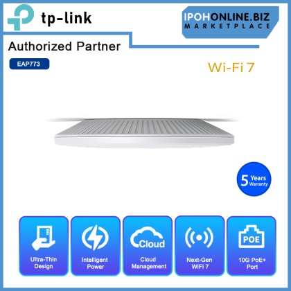 TP-LINK EAP773 BE9300 Ceiling Mount Tri-Band Wi-Fi 7 Access Point TP-LINK EAP773 BE9300 Ceiling Mount Tri-Band Wi-Fi 7 Access Point