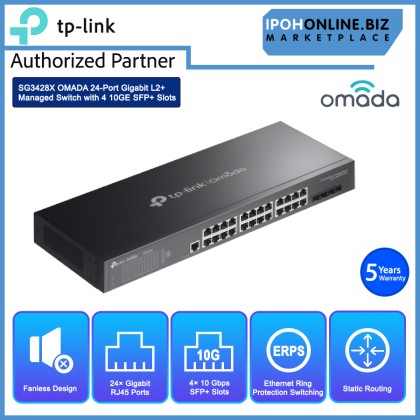 TP-LINK SG3428X OMADA 24-Port Gigabit L2+ Managed Switch with 4 10GE SFP+ Slots