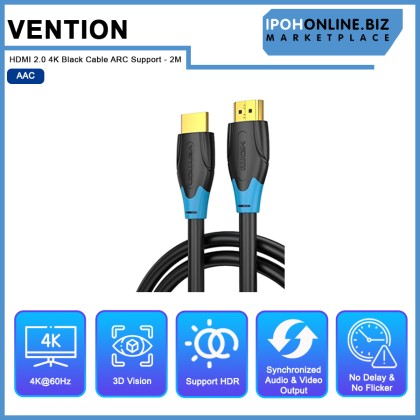 VENTION HDMI 2.0 4k Black Cable ARC support - 2M VENTION HDMI 2.0 4k Black Cable ARC support - 2M