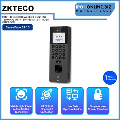 ZKTECO SENSEFACE 2A/ID MULTI-BIOMETRIC ACCESS CONTROL TERMINAL WITH SIP-READY 2.4" VIDEO INTERCOM ZKTECO SENSEFACE 2A/ID MULTI-BIOMETRIC ACCESS CONTROL TERMINAL WITH SIP-READY 2.4" VIDEO INTERCOM
