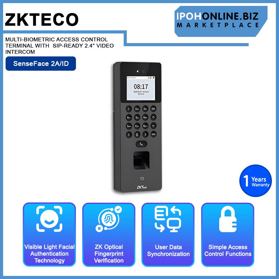 ZKTECO SENSEFACE 2A/ID MULTI-BIOMETRIC ACCESS CONTROL TERMINAL WITH SIP ...