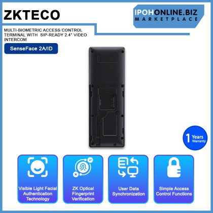 ZKTECO SENSEFACE 2A/ID MULTI-BIOMETRIC ACCESS CONTROL TERMINAL WITH SIP-READY 2.4" VIDEO INTERCOM ZKTECO SENSEFACE 2A/ID MULTI-BIOMETRIC ACCESS CONTROL TERMINAL WITH SIP-READY 2.4" VIDEO INTERCOM