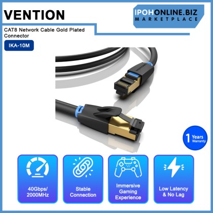 VENTION CAT8 SSTP 40Gps 2000Mhz 28AWG Super Speed RJ45 Network Cable Gold Plated Connector - 10M VENTION CAT8 SSTP 40Gps 2000Mhz 28AWG Super Speed RJ45 Network Cable Gold Plated Connector - 10M