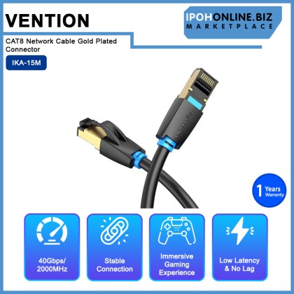 VENTION CAT8 SSTP 40Gps 2000Mhz 28AWG Super Speed RJ45 Network Cable Gold Plated Connector - 15M VENTION CAT8 SSTP 40Gps 2000Mhz 28AWG Super Speed RJ45 Network Cable Gold Plated Connector - 15M