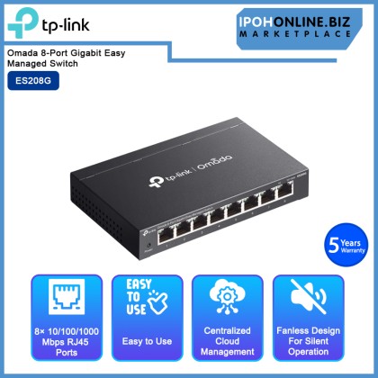 TP-LINK ES208G Omada 8-Port Gigabit Easy Managed Switch TP-LINK ES208G Omada 8-Port Gigabit Easy Managed Switch