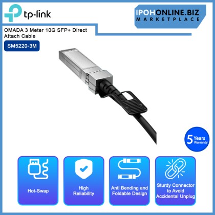 TP-LINK SM5220-3M OMADA 3 Meter 10G SFP+ Direct Attach Cable TP-LINK SM5220-3M OMADA 3 Meter 10G SFP+ Direct Attach Cable