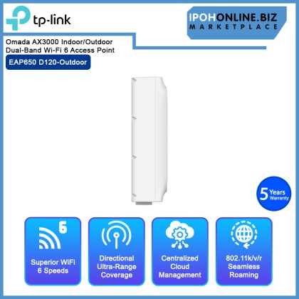 TP-LINK EAP650 D120-OutdoorOmada AX3000 Indoor/Outdoor Dual-Band Wi-Fi 6 Access Point TP-LINK EAP650 D120-OutdoorOmada AX3000 Indoor/Outdoor Dual-Band Wi-Fi 6 Access Point