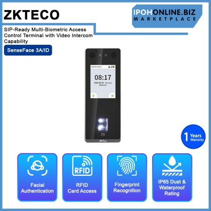 ZKTeco SENSEFACE 3A/ID Door Access System 1MP 2.8" TFT Color LED Screen Face, Fingerprint, RFID & Password Recognition