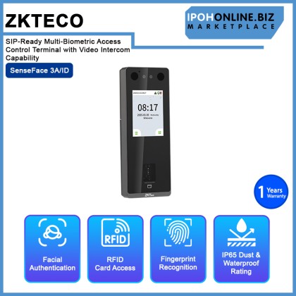 ZKTeco SENSEFACE 3A/ID Door Access System 1MP 2.8" TFT Color LED Screen Face, Fingerprint, RFID & Password Recognition