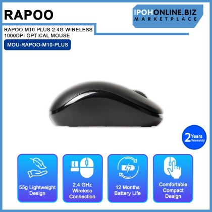 RAPOO M10 PLUS 2.4G WIRELESS 1000DPI OPTICAL MOUSE