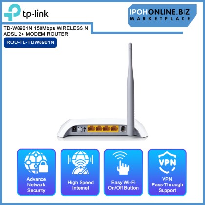 TP-LINK TD-W8901N 150Mbps WIRELESS N ADSL 2+ MODEM ROUTER TP-LINK TD-W8901N 150Mbps WIRELESS N ADSL 2+ MODEM ROUTER