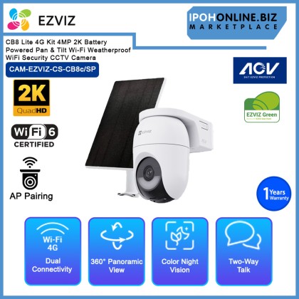 Ezviz CB8 Lite 4G Kit 4MP 2K Battery Powered Pan & Tilt Wi-Fi Weatherproof WiFi Security CCTV Camera Ezviz CB8 Lite 4G Kit 4MP 2K Battery Powered Pan & Tilt Wi-Fi Weatherproof WiFi Security CCTV Camera