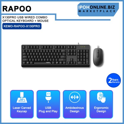 RAPOO X130PRO USB WIRED COMBO OPTICAL KEYBOARD + MOUSE RAPOO X130PRO USB WIRED COMBO OPTICAL KEYBOARD + MOUSE