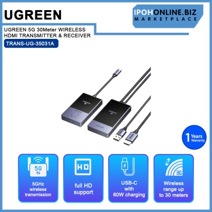 UGREEN 5G 30Meter WIRELESS HDMI TRANSMITTER & RECEIVER (CM737 - 35031A) UGREEN 5G 30Meter WIRELESS HDMI TRANSMITTER & RECEIVER (CM737 - 35031A)