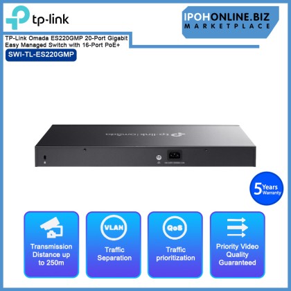 TP-Link Omada ES220GMP 20-Port Gigabit Easy Managed Switch with 16-Port PoE+ TP-Link Omada ES220GMP 20-Port Gigabit Easy Managed Switch with 16-Port PoE+