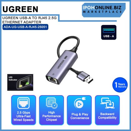 UGREEN USB-A TO RJ45 2.5G ETHERNET ADAPTER UGREEN USB-A TO RJ45 2.5G ETHERNET ADAPTER