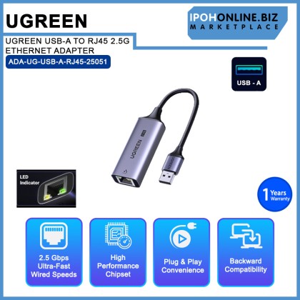 UGREEN USB-A TO RJ45 2.5G ETHERNET ADAPTER UGREEN USB-A TO RJ45 2.5G ETHERNET ADAPTER