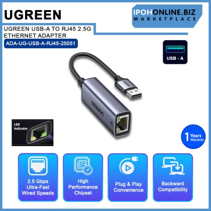 UGREEN USB-A TO RJ45 2.5G ETHERNET ADAPTER UGREEN USB-A TO RJ45 2.5G ETHERNET ADAPTER
