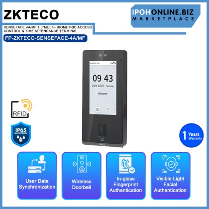 ZKTECO SENSEFACE 4A/MF 4.3"MULTI- BIOMETRIC ACCESS CONTROL & TIME ATTENDANCE TERMINAL ZKTECO SENSEFACE 4A/MF 4.3"MULTI- BIOMETRIC ACCESS CONTROL & TIME ATTENDANCE TERMINAL