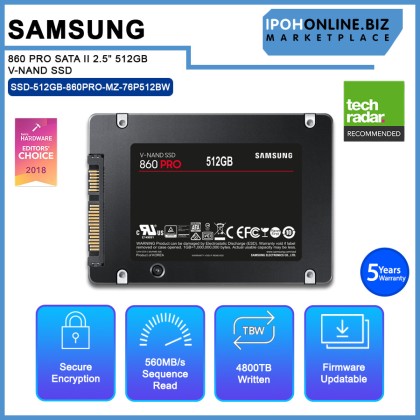 SAMSUNG 860 PRO SATA II 2.5" 512GB V-NAND SSD SAMSUNG 860 PRO SATA II 2.5" 512GB V-NAND SSD