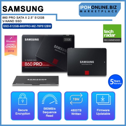 SAMSUNG 860 PRO SATA II 2.5" 512GB V-NAND SSD SAMSUNG 860 PRO SATA II 2.5" 512GB V-NAND SSD
