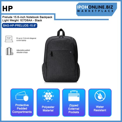 HP Prelude 15.6-inch Notebook Backpack Light Weight 1E7D6AA - Black