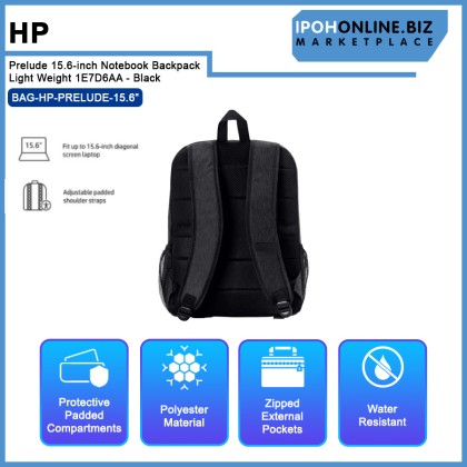 HP Prelude 15.6-inch Notebook Backpack Light Weight 1E7D6AA - Black
