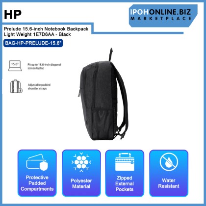 HP Prelude 15.6-inch Notebook Backpack Light Weight 1E7D6AA - Black