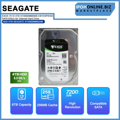 SEAGATE EXOS 7E10 4TB ST4000NM000B ENTERPRISE 3.5 HDD 7200rpm 256MB Cache SATA 6Gb/s Air Internal Hard Drive SEAGATE EXOS 7E10 4TB ST4000NM000B ENTERPRISE 3.5 HDD 7200rpm 256MB Cache SATA 6Gb/s Air Internal Hard Drive