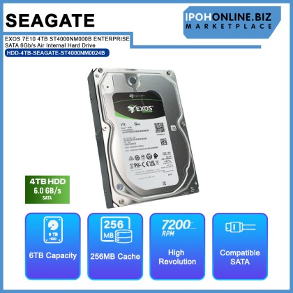 SEAGATE EXOS 7E10 4TB ST4000NM000B ENTERPRISE 3.5 HDD 7200rpm 256MB Cache SATA 6Gb/s Air Internal Hard Drive SEAGATE EXOS 7E10 4TB ST4000NM000B ENTERPRISE 3.5 HDD 7200rpm 256MB Cache SATA 6Gb/s Air Internal Hard Drive