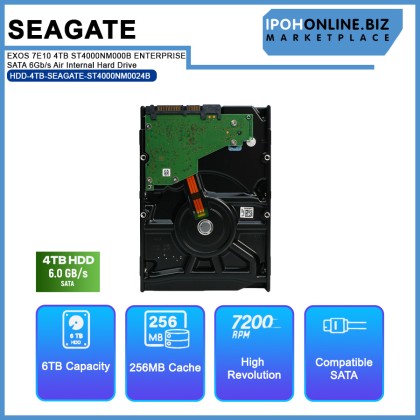 SEAGATE EXOS 7E10 4TB ST4000NM000B ENTERPRISE 3.5 HDD 7200rpm 256MB Cache SATA 6Gb/s Air Internal Hard Drive SEAGATE EXOS 7E10 4TB ST4000NM000B ENTERPRISE 3.5 HDD 7200rpm 256MB Cache SATA 6Gb/s Air Internal Hard Drive