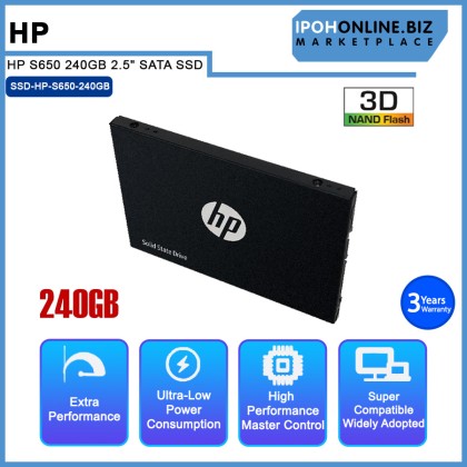 HP S650 240GB 2.5" SATA SSD Solid State Drive HP S650 240GB 2.5" SATA SSD Solid State Drive